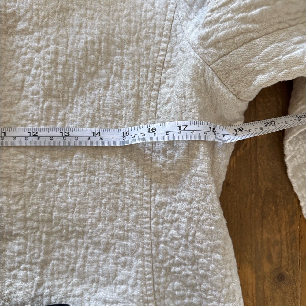 Eileen Fisher Women's Quilted Cream Button-Up Linen Cotton Light Jacket S fits M - Picture 11 of 13